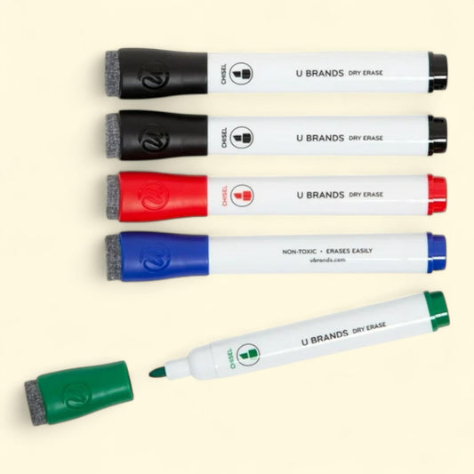 U Brands Dry Erase Markers, Set of 5, Chisel Tip