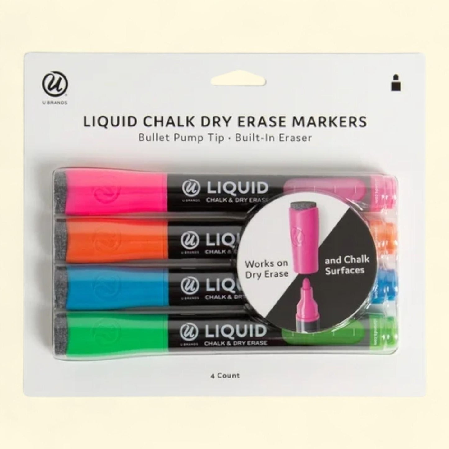 U Brands Liquid Chalk and Dry Erase Markers, 4 Count