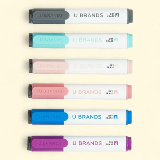 UBrands Dry Erase Markers, Set of 6, Assorted Colors, Chisel Tip (5 mm)