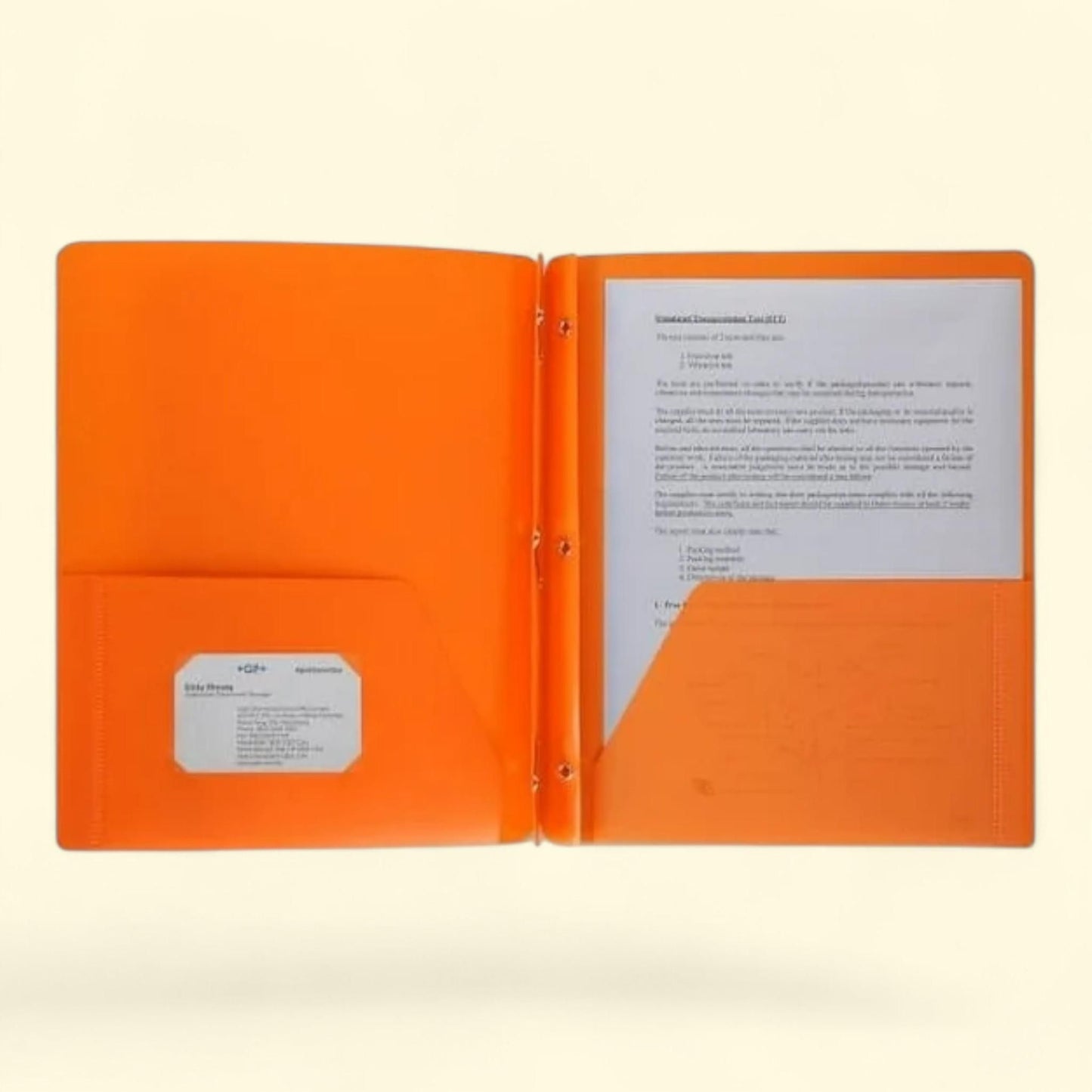 Business Source Poly Portfolios, Letter - 8 1/2" x 11", Orange, 1 Each