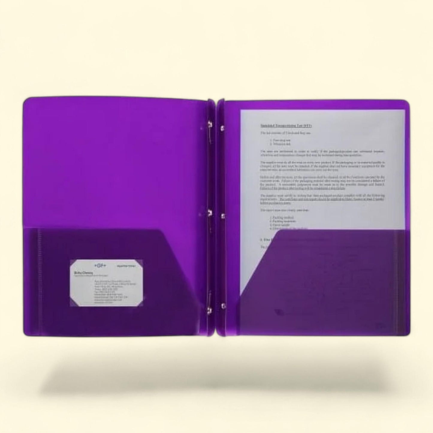 Business Source Poly Portfolios, Letter - 8 1/2" x 11", Purple