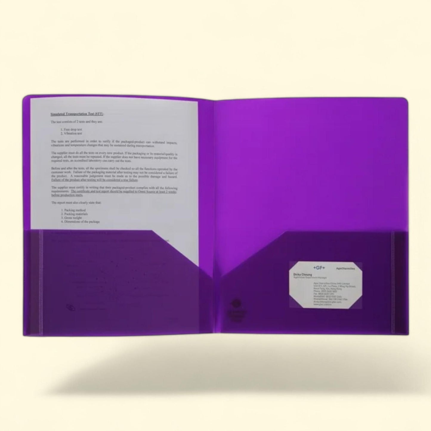 Business Source Poly Portfolio, Purple, 2-pocket, 1 Each