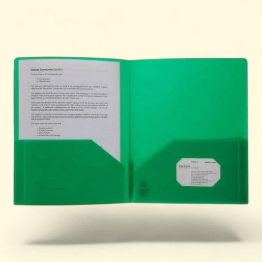 Business Source Poly Portfolio, 2-pocket, Green, 1 Each