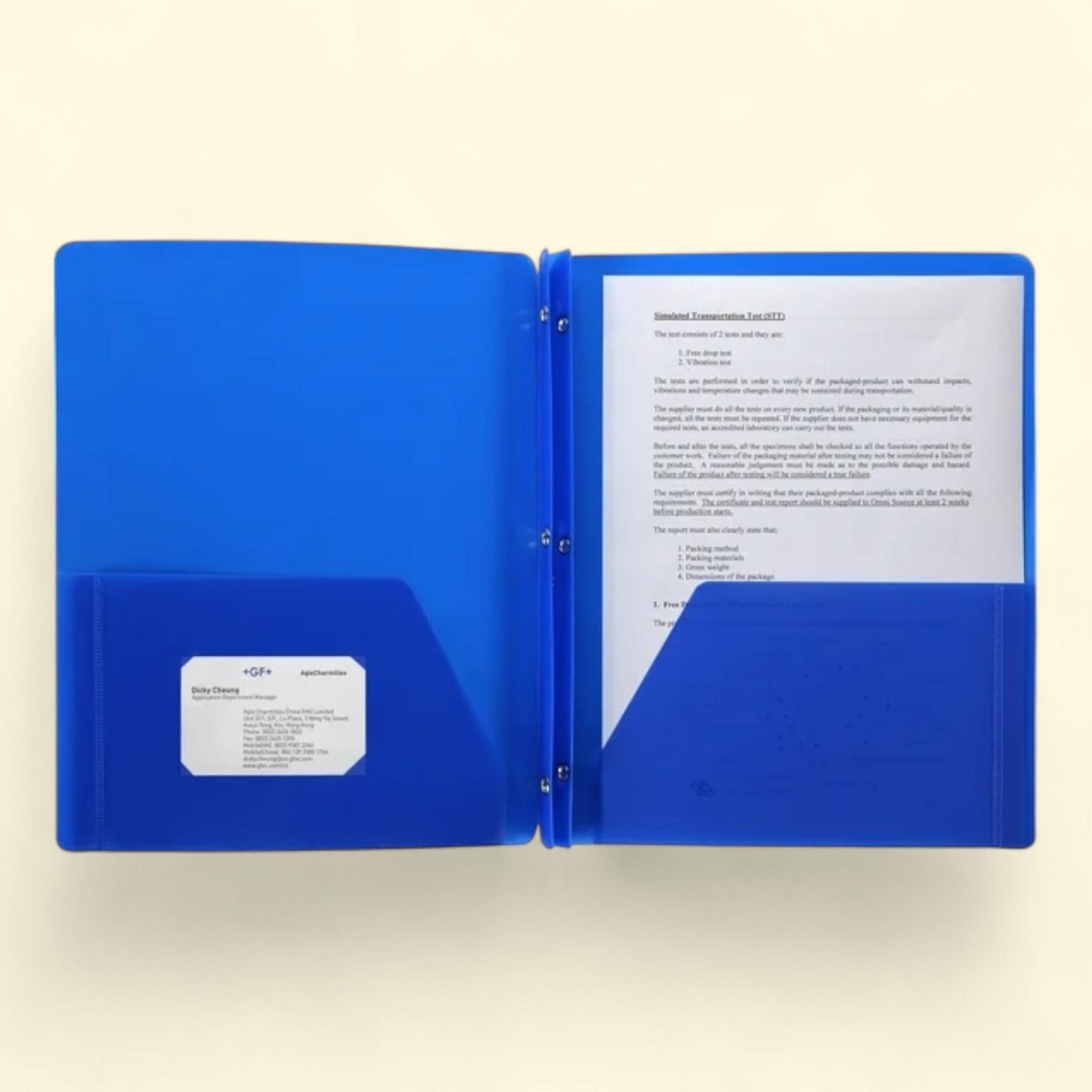 Business Source Poly Portfolios, 3-Hole Punched, Blue, 1 Each