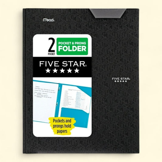 Five Star Plastic and Prong Folder, Black