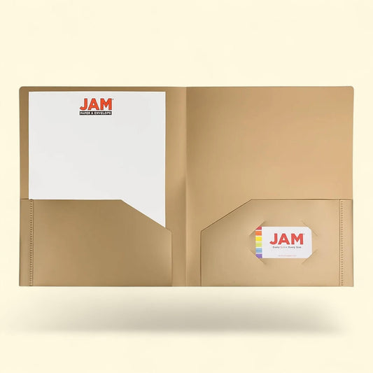 JAM Paper 2 Pocket School Folders, Gold, 6 Pack