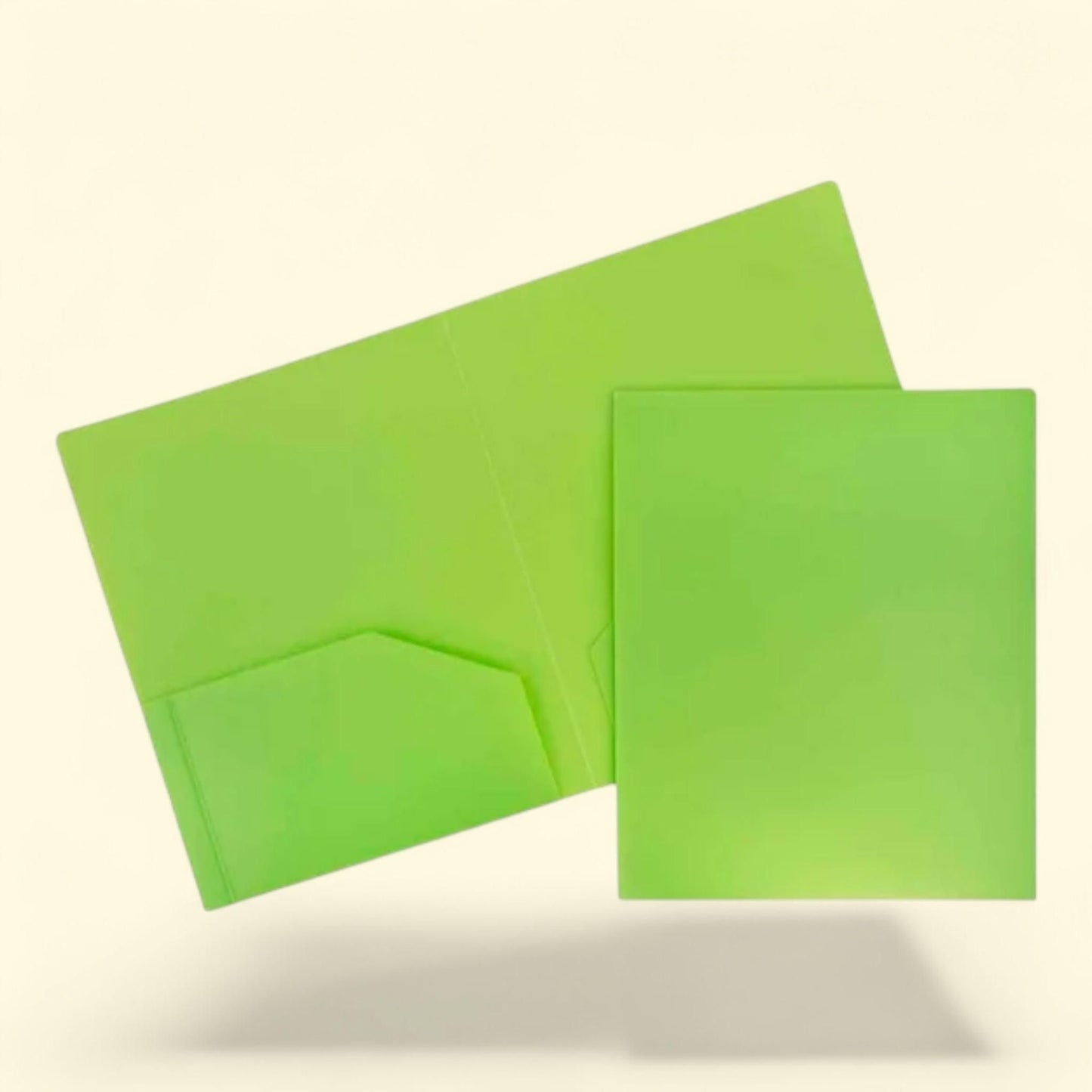 JAM Paper Plastic 2 Pocket School Folders, Lime Green, 3/Pack