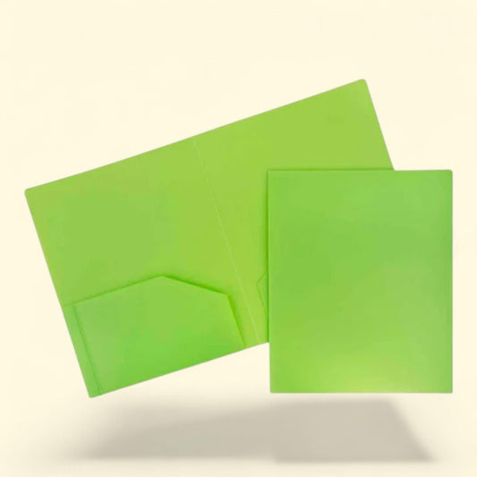 JAM Paper Plastic 2 Pocket School Folders, Lime Green, 3/Pack