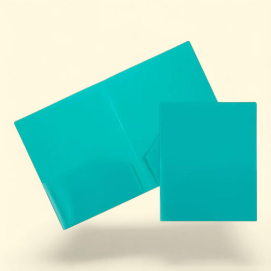 JAM Paper Plastic Two Pocket Presentation Folders, Teal Blue, 6 Pack