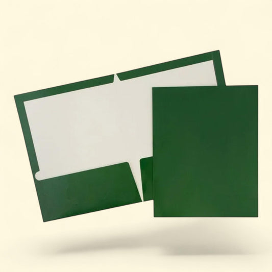 JAM Paper Two Pocket Glossy Folders, Green, 3/Pack