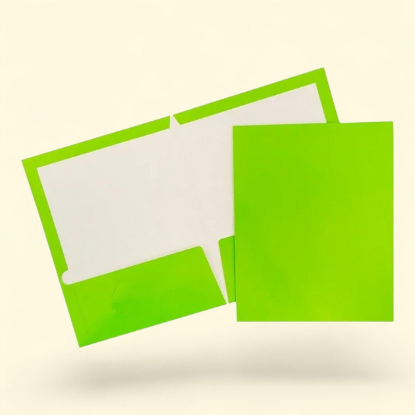 JAM Paper Two Pocket Glossy Folders, Lime Green, 3/Pack