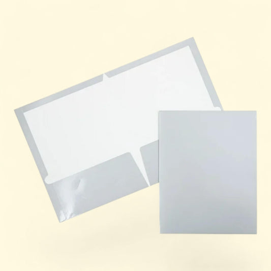 JAM Paper Two Pocket Glossy Folders, Silver, 3/Pack
