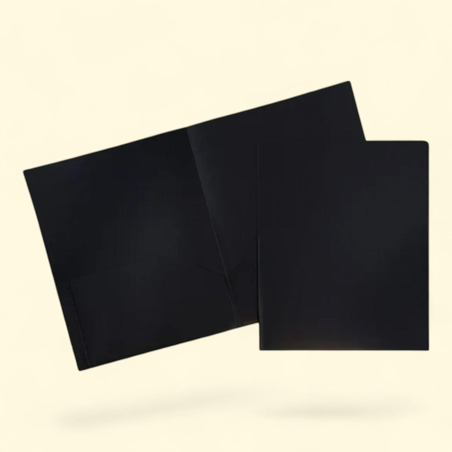 JAM Paper Plastic 2 Pocket Folders, Black, 3/Pack
