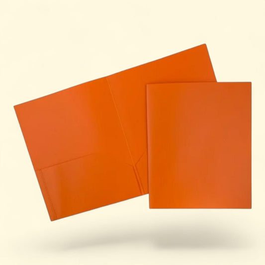 JAM Paper Plastic 2 Pocket POP Folders, Orange, 3/Pack