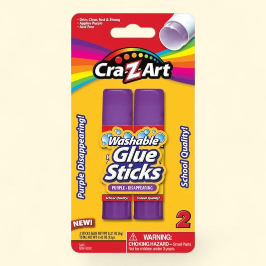 Cra-Z-Art Glue Sticks, Disappearing Purple, 2 Count, 1.5oz