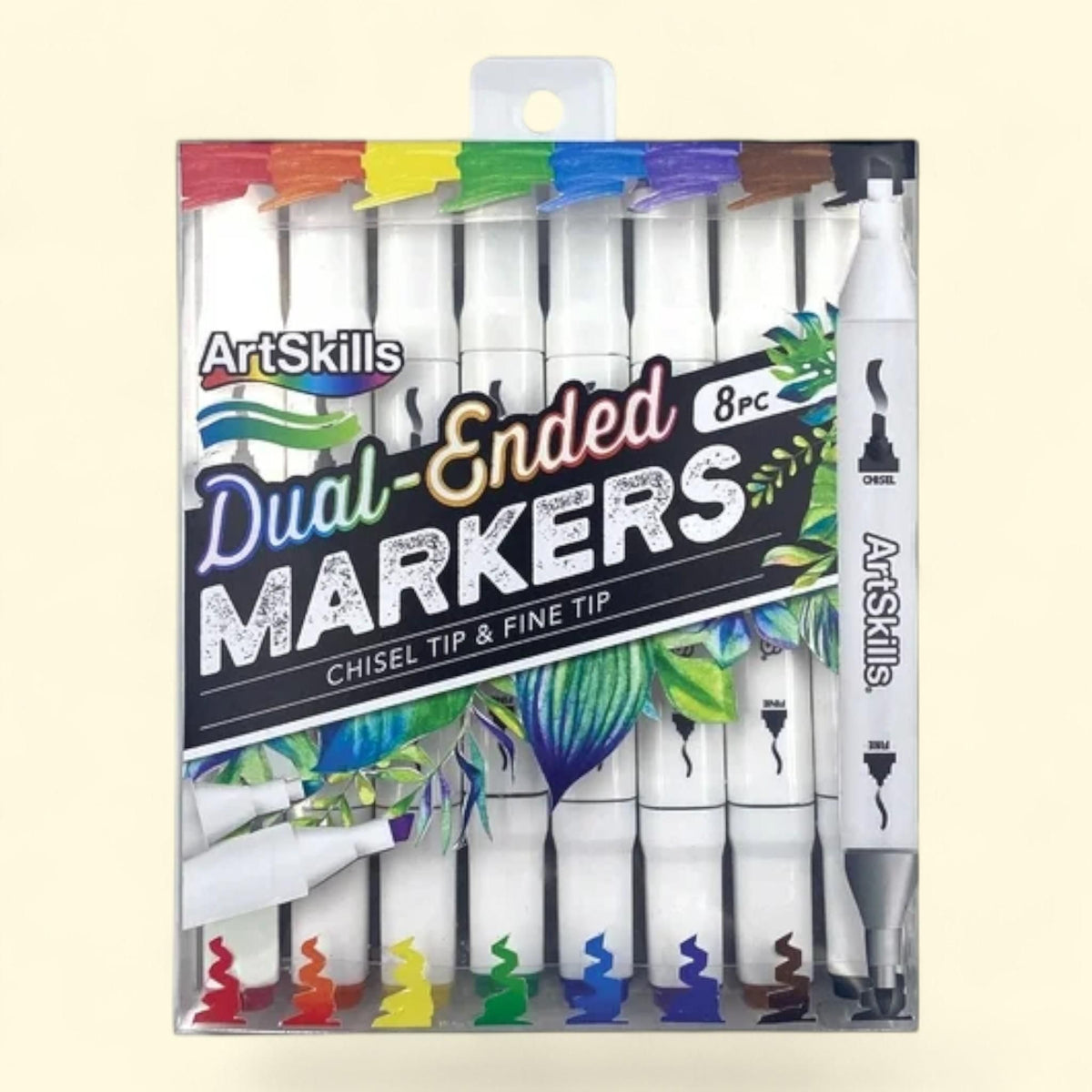 ArtSkills Dual Tip Markers, 8-Pack, Fine & Chisel Tips, Assorted Color ...