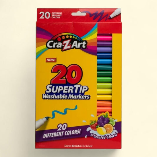 Marqueurs artistiques lavables Cra-Z-Art à pointe extra-fine, lot de 20