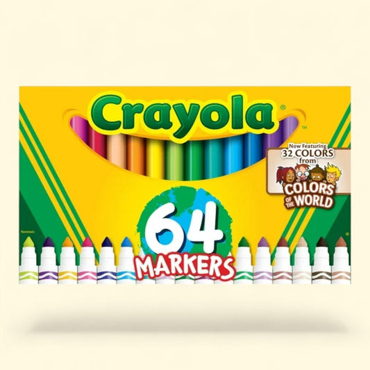 Crayola Broad Line Markers, Colors of The World, 64 Ct