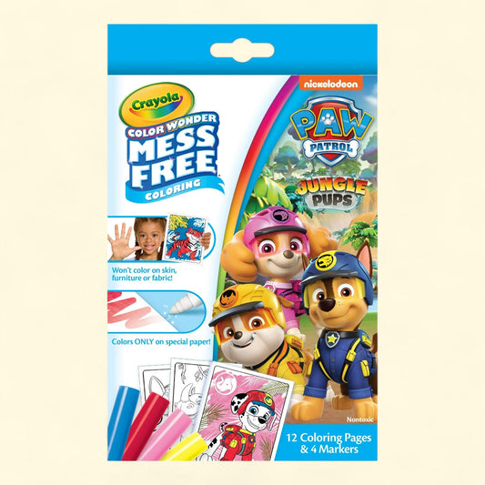 Crayola Color Wonder Paw Patrol Mini Box Set, 12 Coloring Pages & 4 Mess Free Markers, 3+