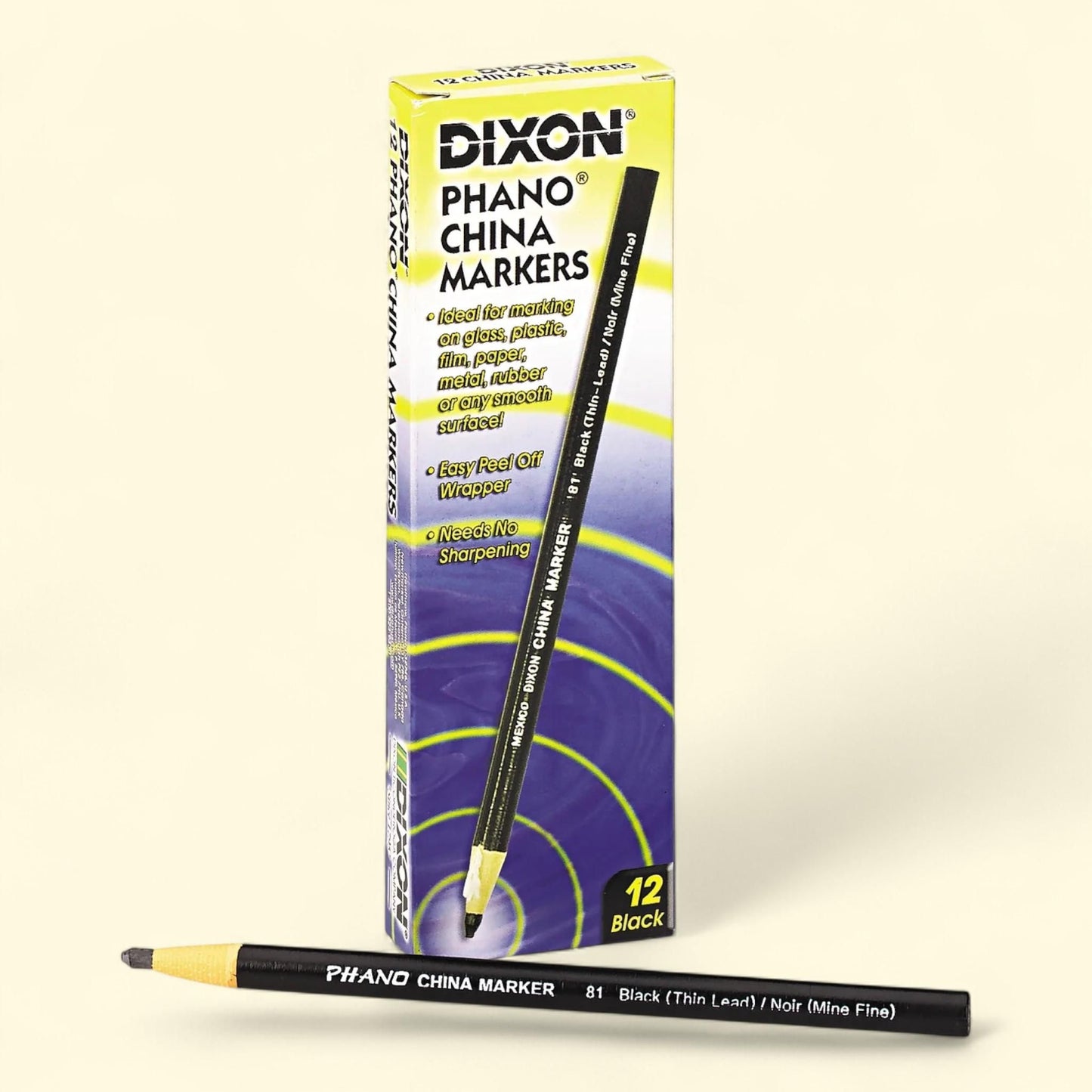Dixon Phano Nontoxic China Markers, 12 / Dozen