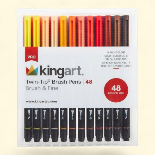KINGART PRO Twin-Tip Brush Pen Art Markers, 48 Colors