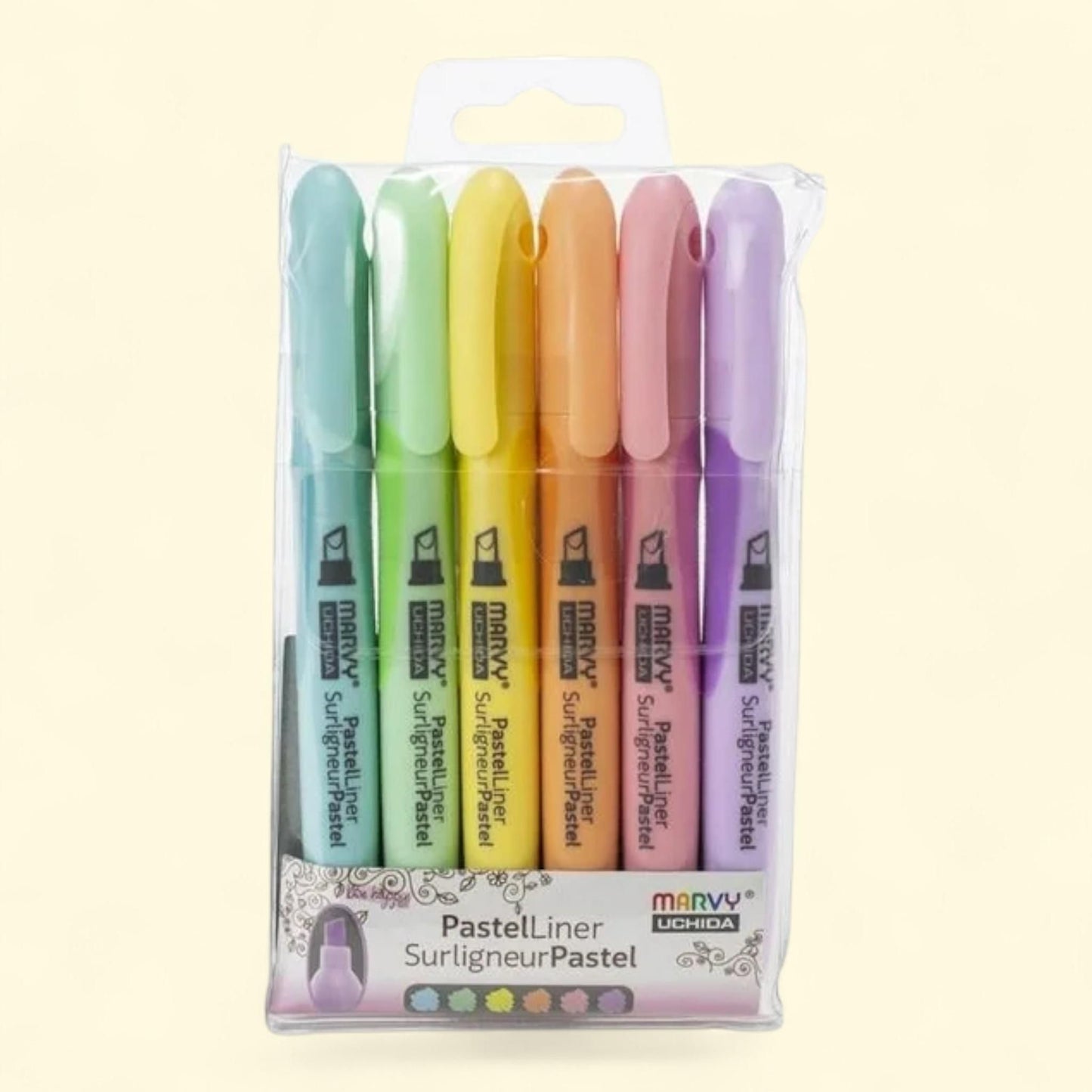 Marvy Uchida Pastel Liner, Chisel Tip, 6 Pc Set