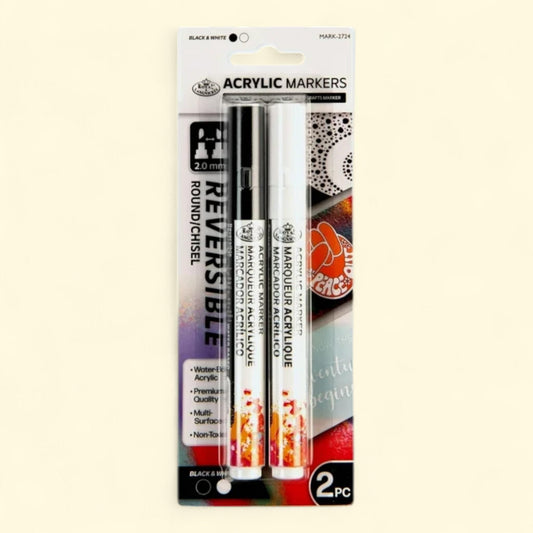 Royal & Langnickel Acrylic Marker, 2mm, Black/White, 2 Piece