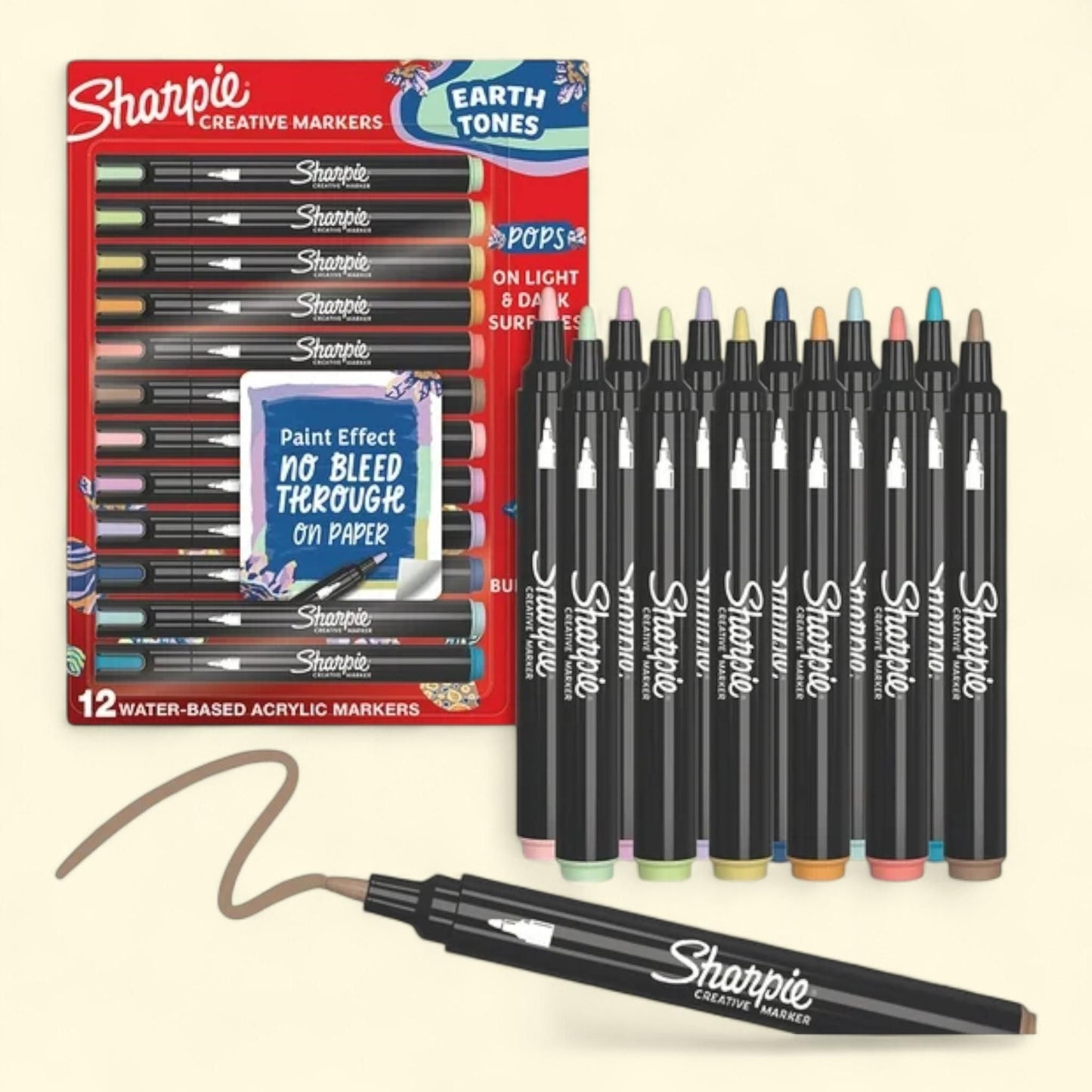 Sharpie Creative Markers, Earth Tones, Bullet Tip, 12 Count