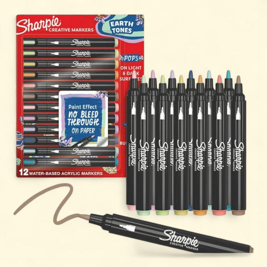 Sharpie Creative Markers, Earth Tones, Bullet Tip, 12 Count