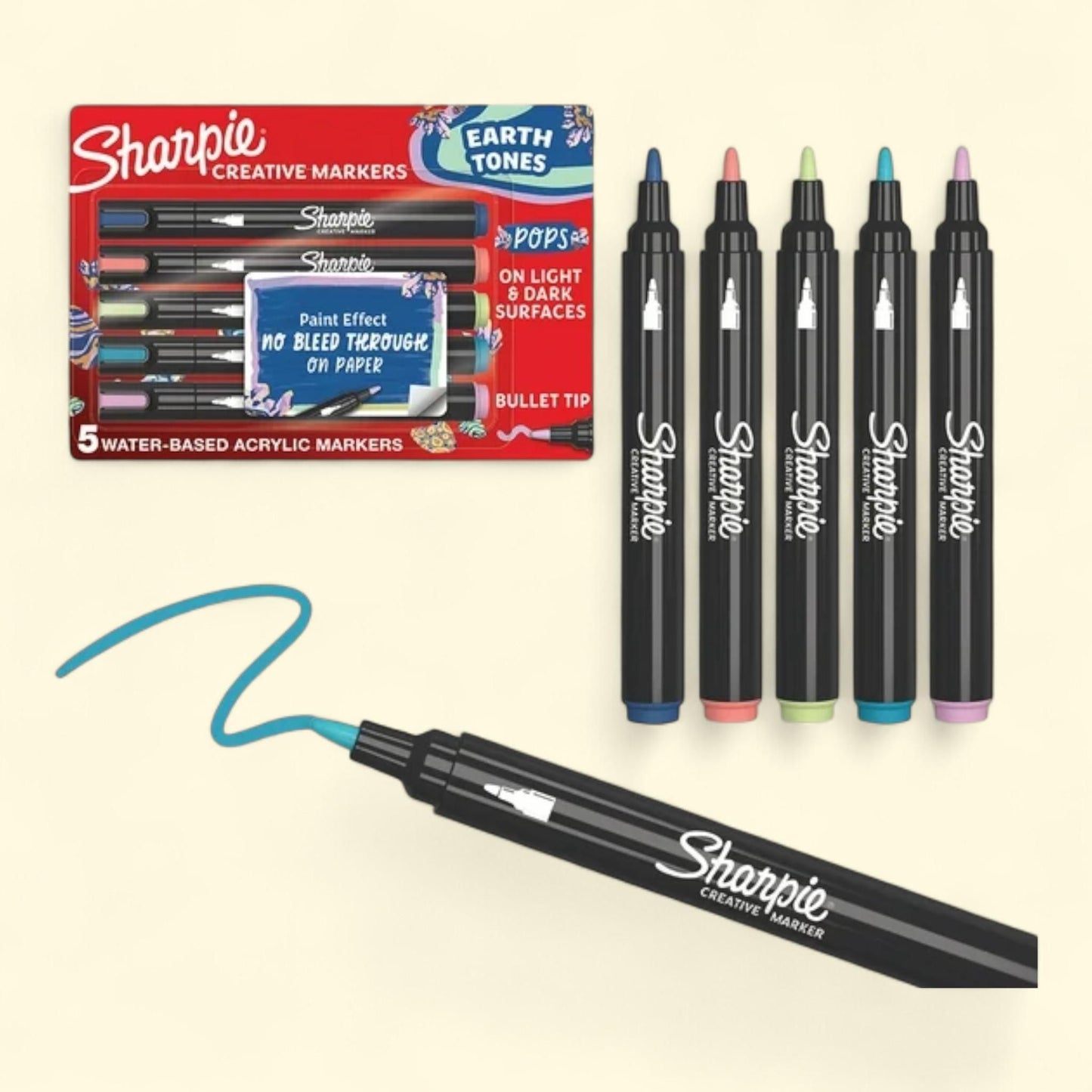 Sharpie Creative Markers, Earth Tones, Bullet Tip, 5 Count