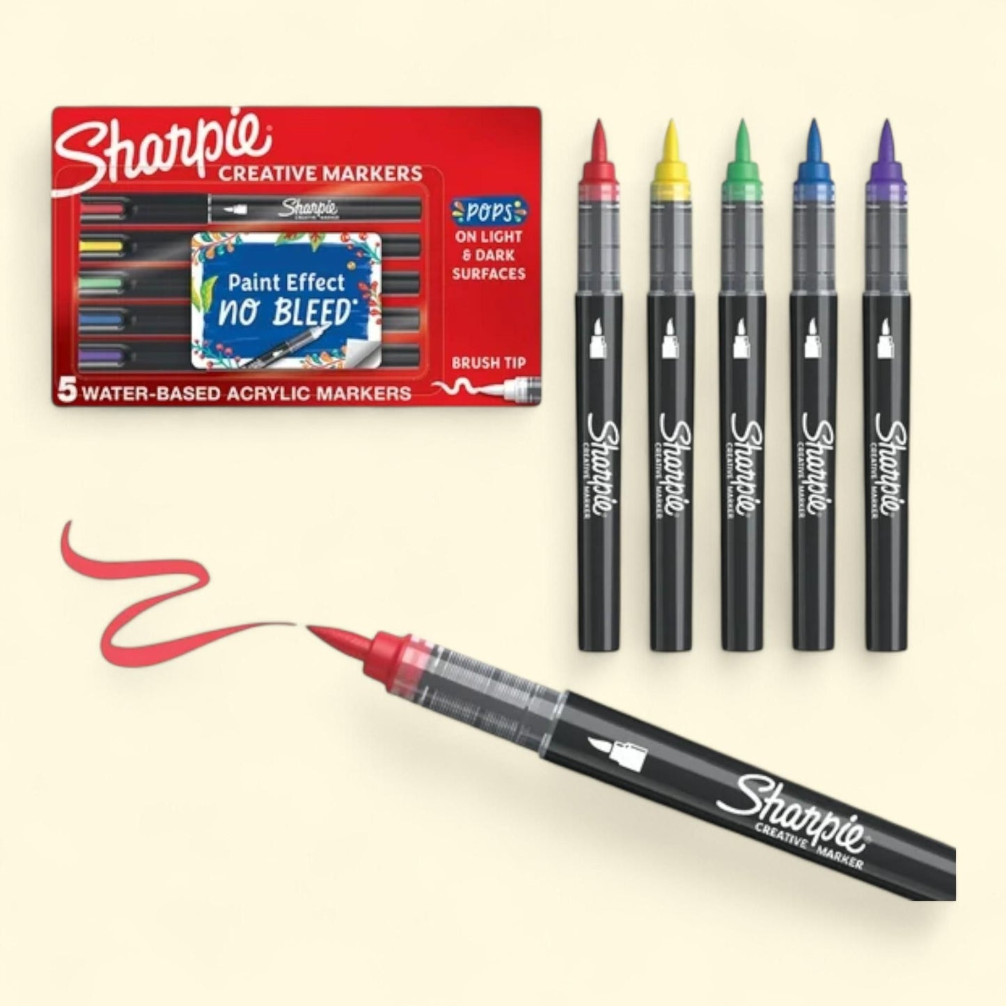 Sharpie Creative Markers, Brush Tip, 5 Count