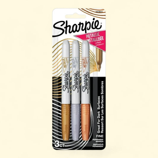 Sharpie Metallic Permanent Markers, Fine Point, 3 Count