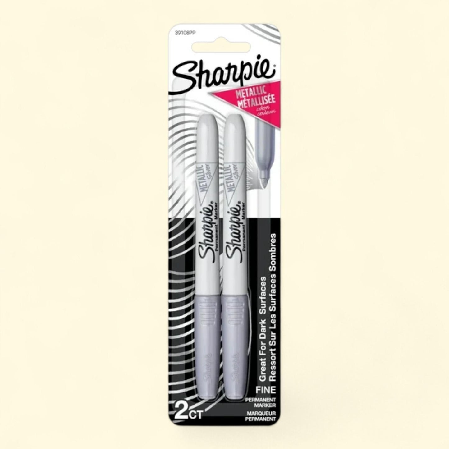 Sharpie Metallic Permanent Markers, Fine Point, Silver, 2 Count