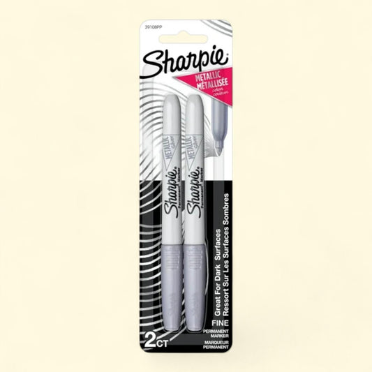 Sharpie Metallic Permanent Markers, Fine Point, Silver, 2 Count