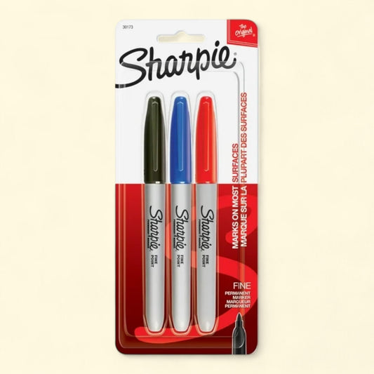 Sharpie Permanent Markers, Fine Point, Assorted Colors, 3 Count