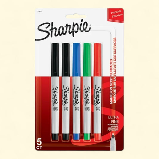 Sharpie Permanent Markers, Ultra Fine Point, 5 Count