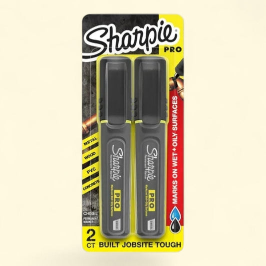 Sharpie PRO Permanent Markers, Chisel Tip, Black, 2 Count