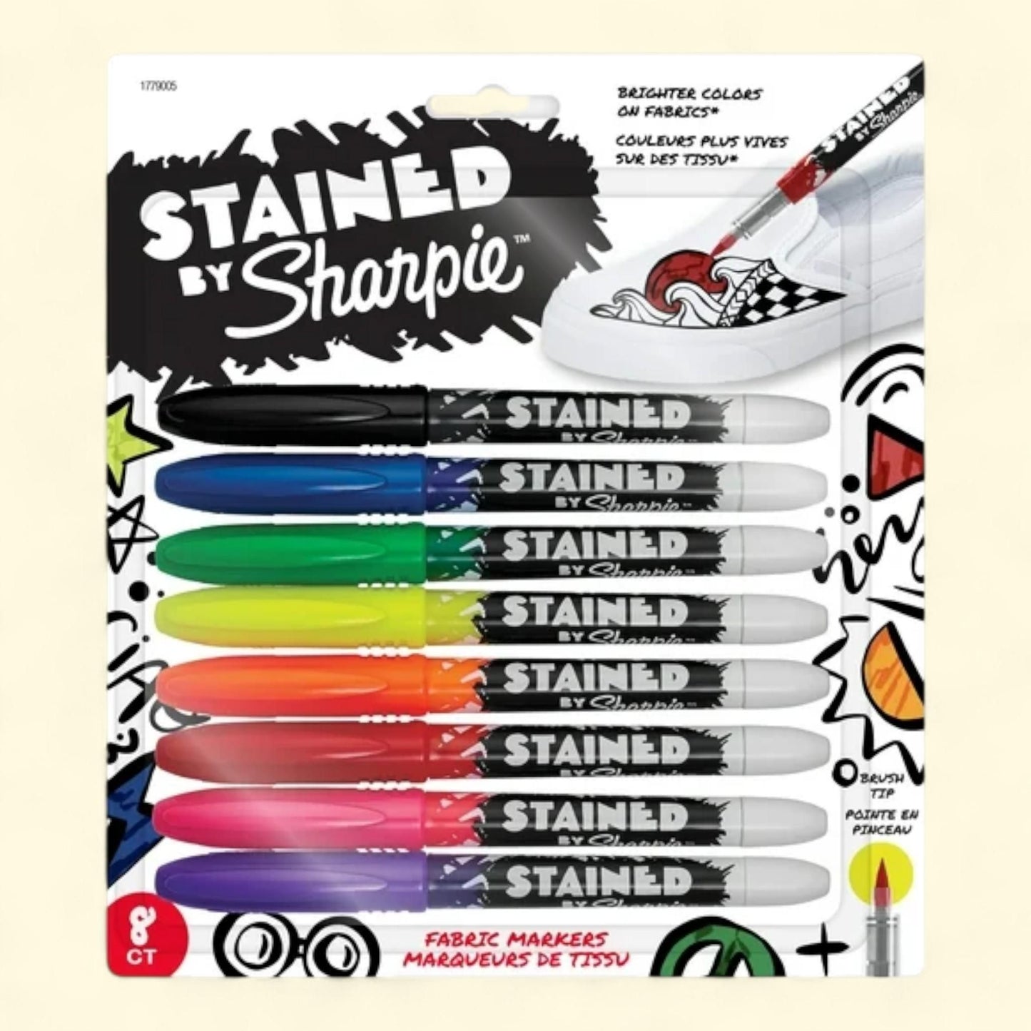 Sharpie Fabric Markers, Brush Tip, 8 Count