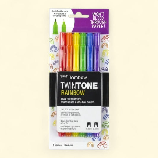 Tombow TwinTone Marker Pen Set, 6 Count
