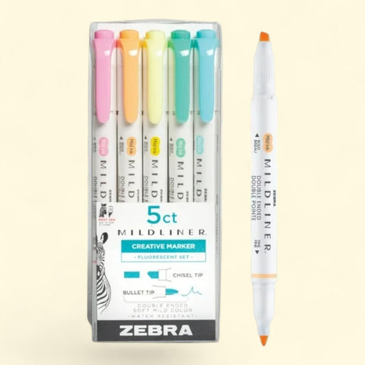 Zebra Pen Mildliner Highlighter Set, Assorted Colors 5-Pack