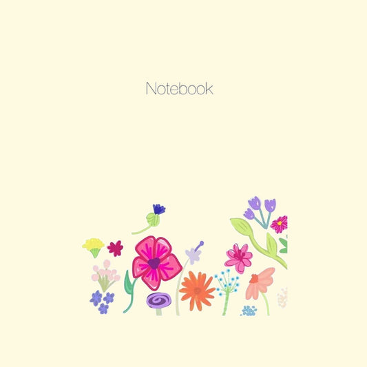 Notebook cover with colorful floral design on a light background