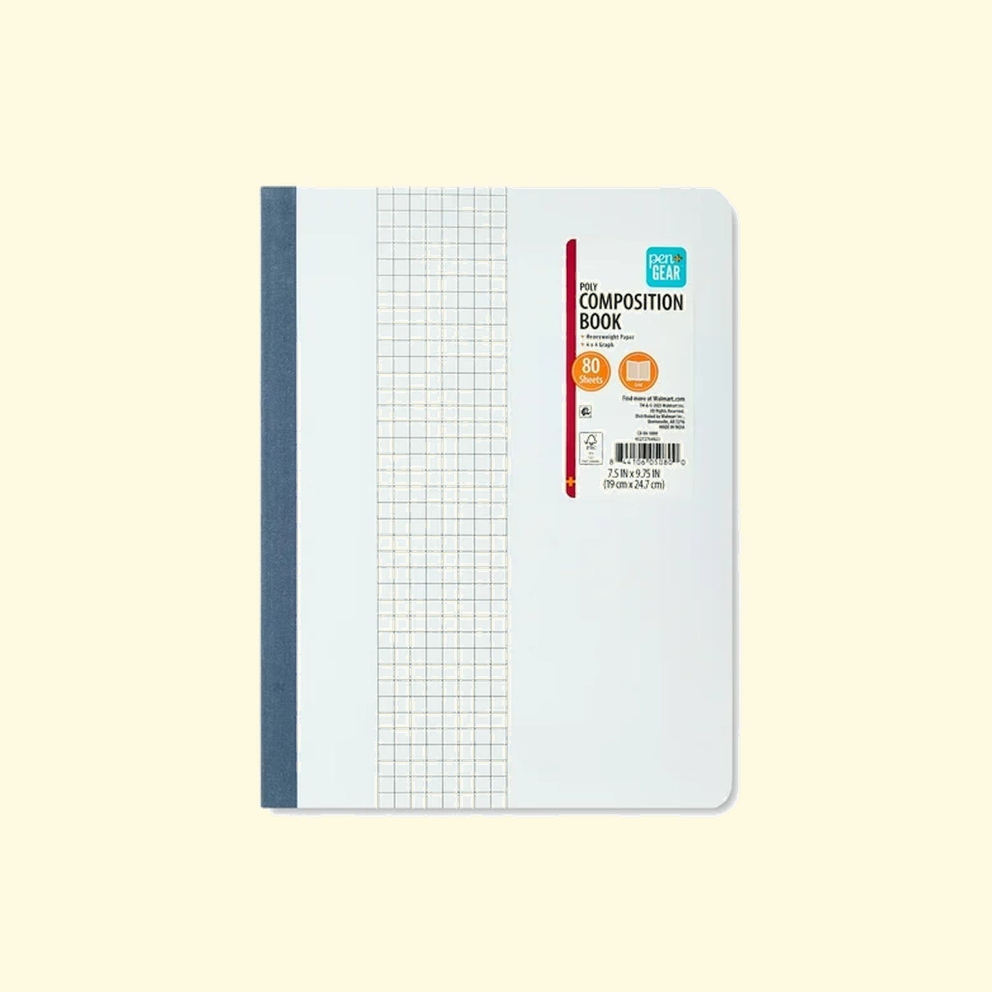 Grid-lined composition book with blue binding 