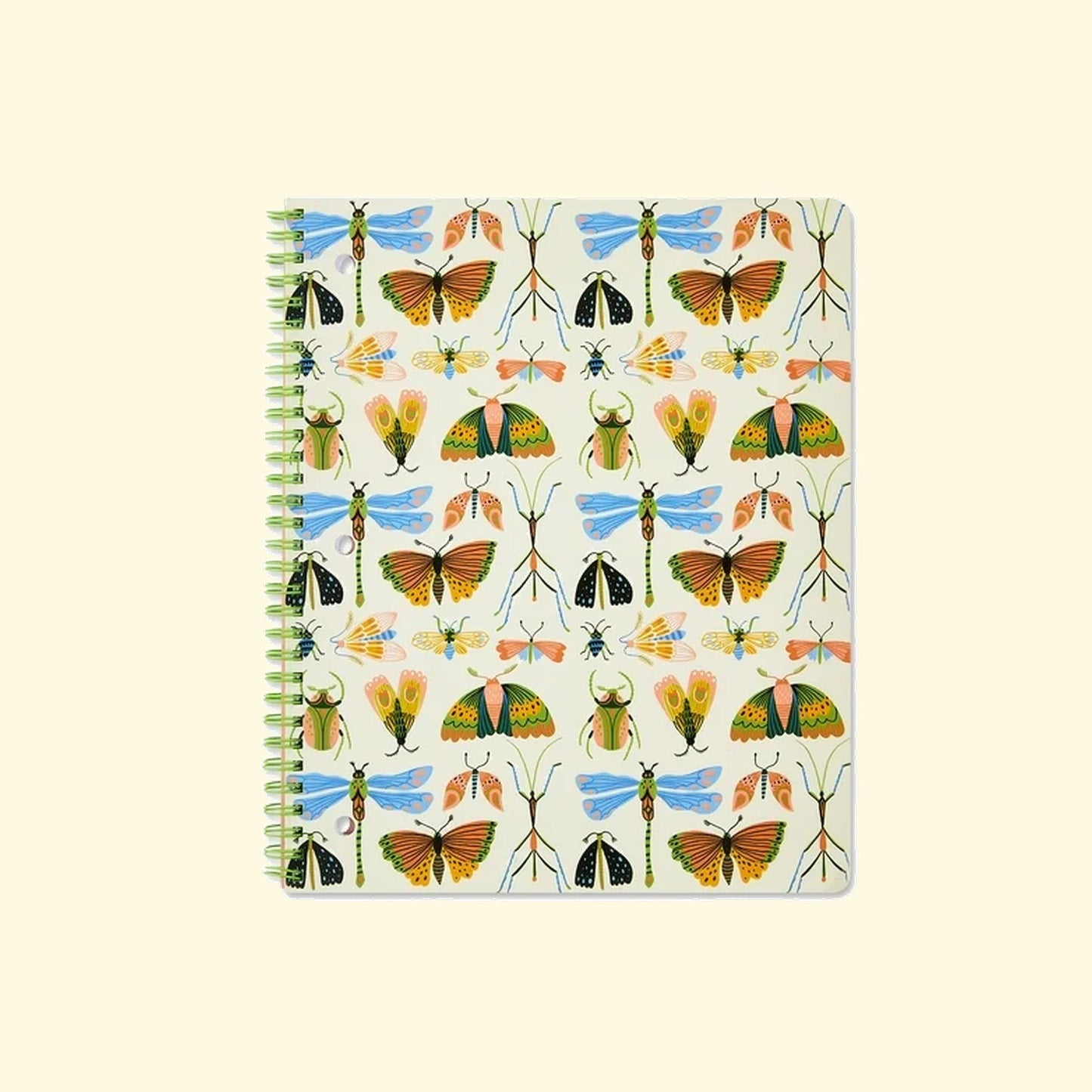 Notebook with colorful insect pattern