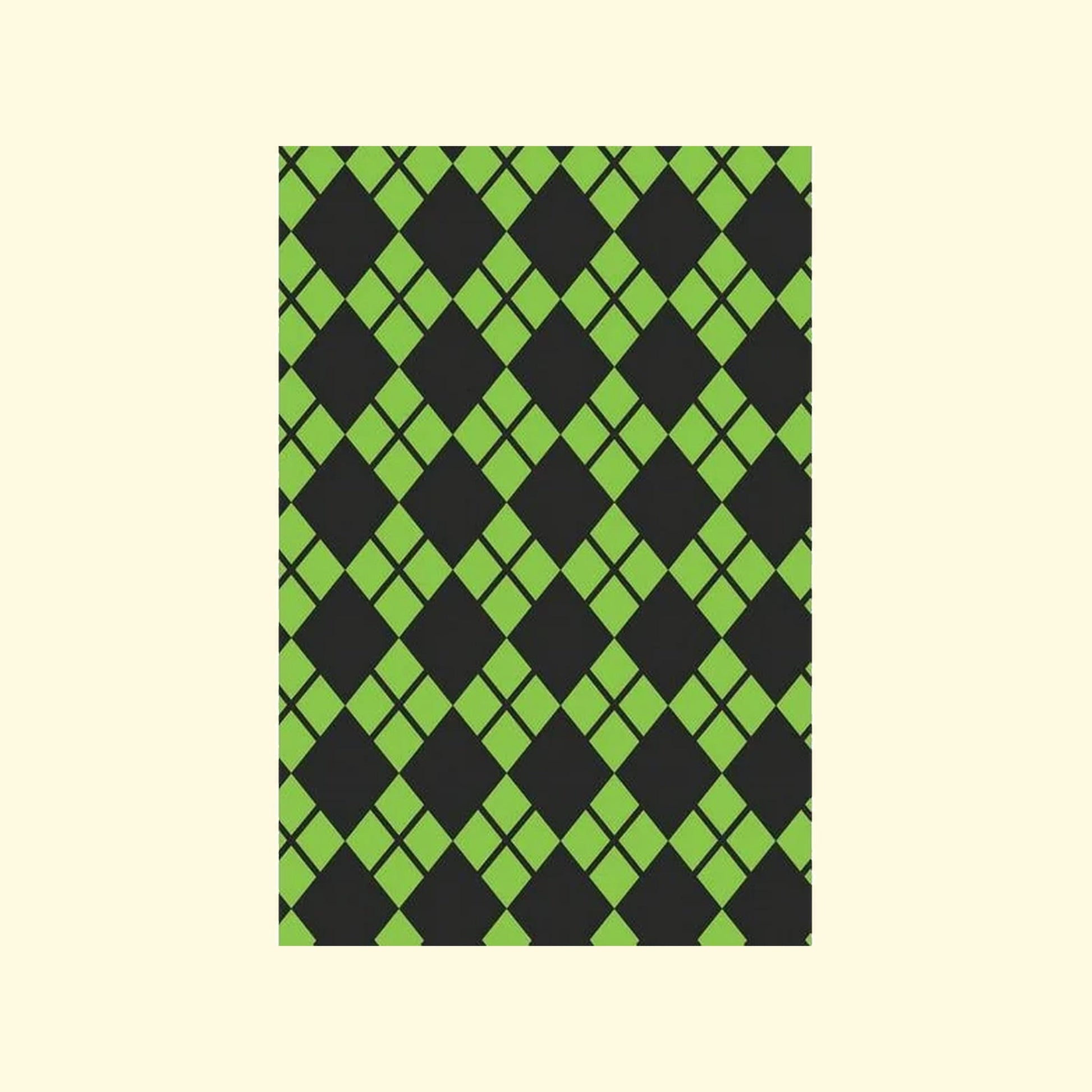 Pattern of green and black diamonds on a beige background