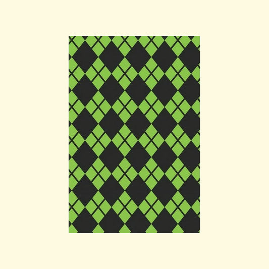 Pattern of green and black diamonds on a beige background