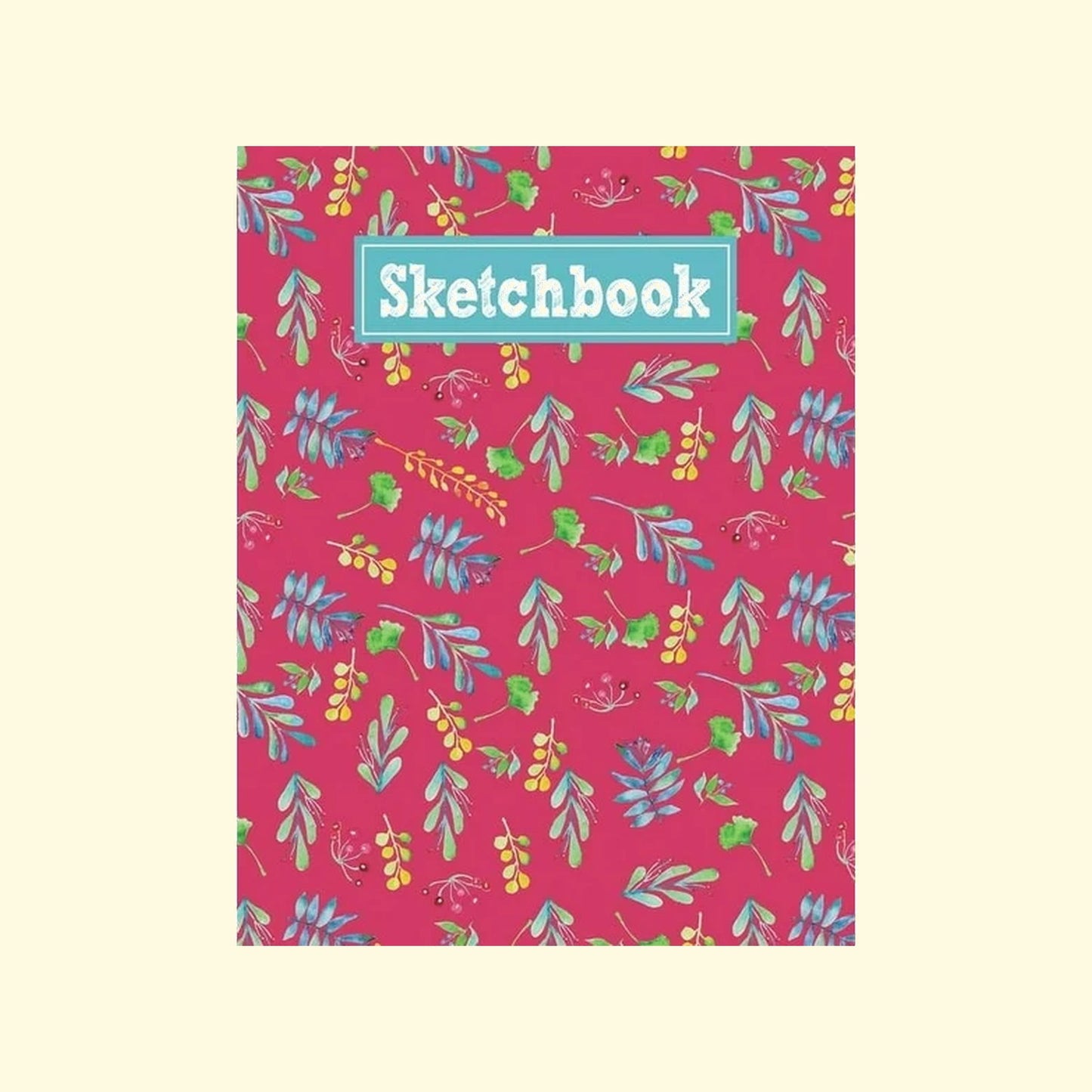 Floral patterned sketchbook with a pink background