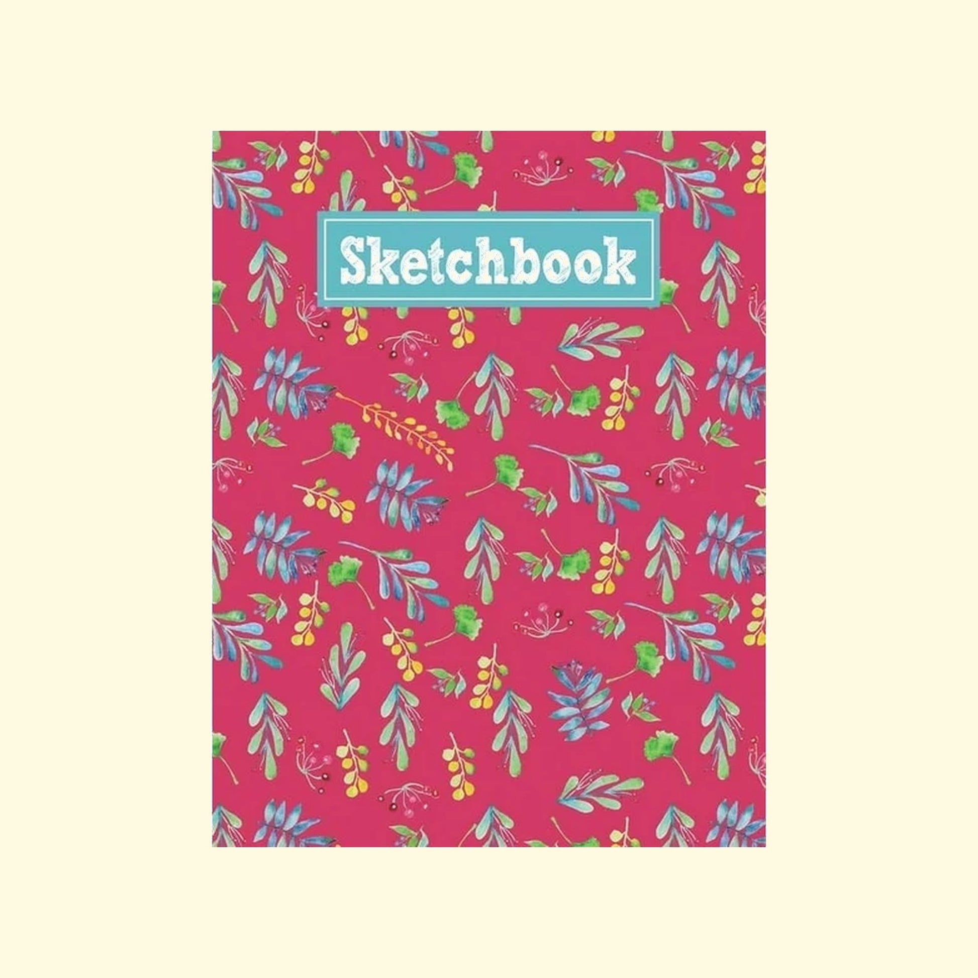 Floral patterned sketchbook with a pink background
