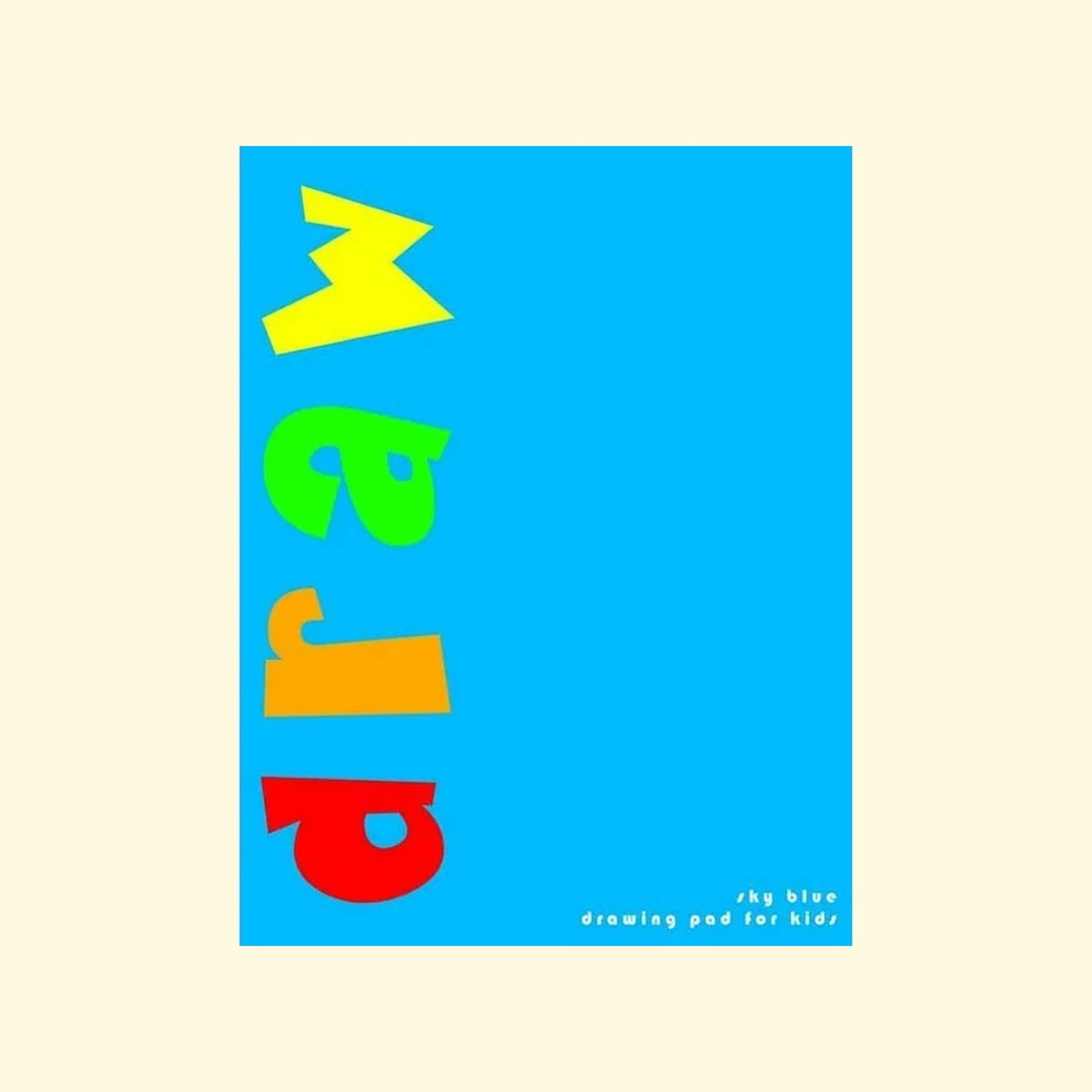 Colorful text 'draw' on a blue background 