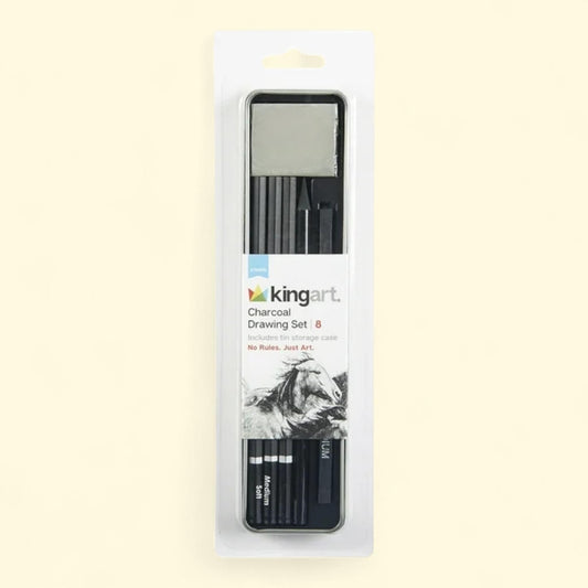 KINGART Charcoal Sketching Tin Travel Set