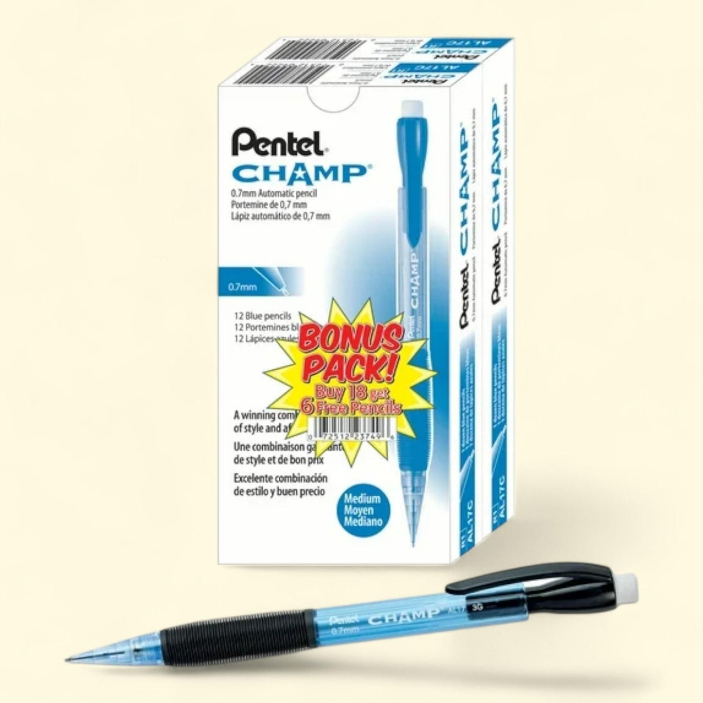 Pentel Champ Mechanical Pencil, 0.7mm, Bonus Pack